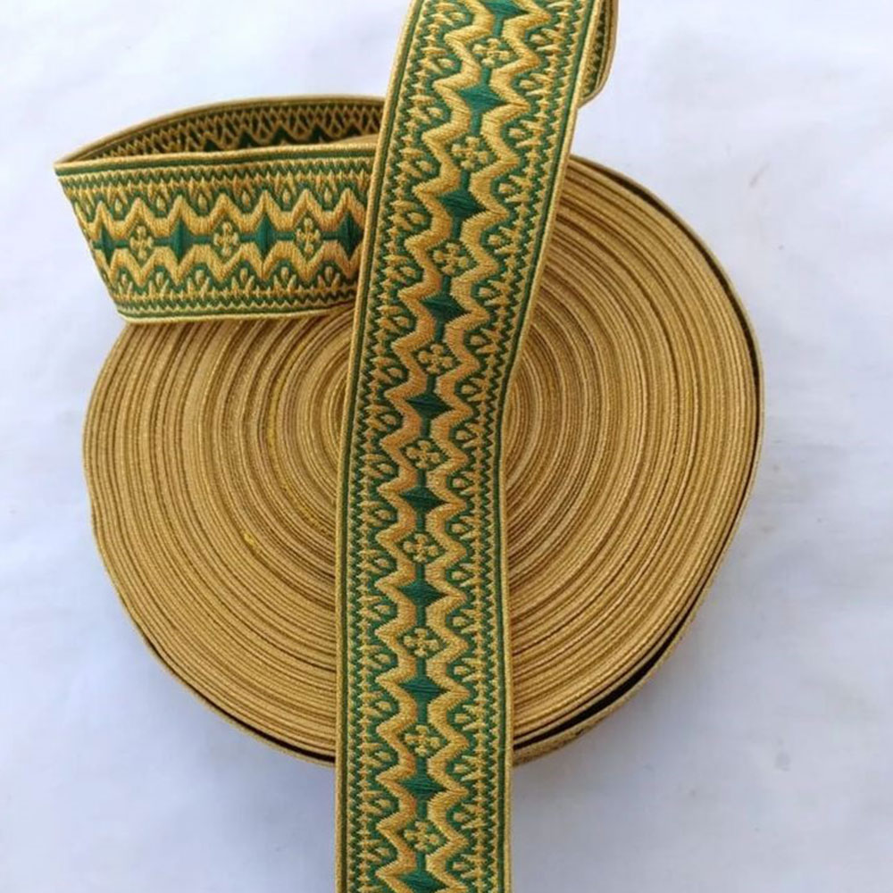 Green & Gold Woven Ecclesiastical Trim