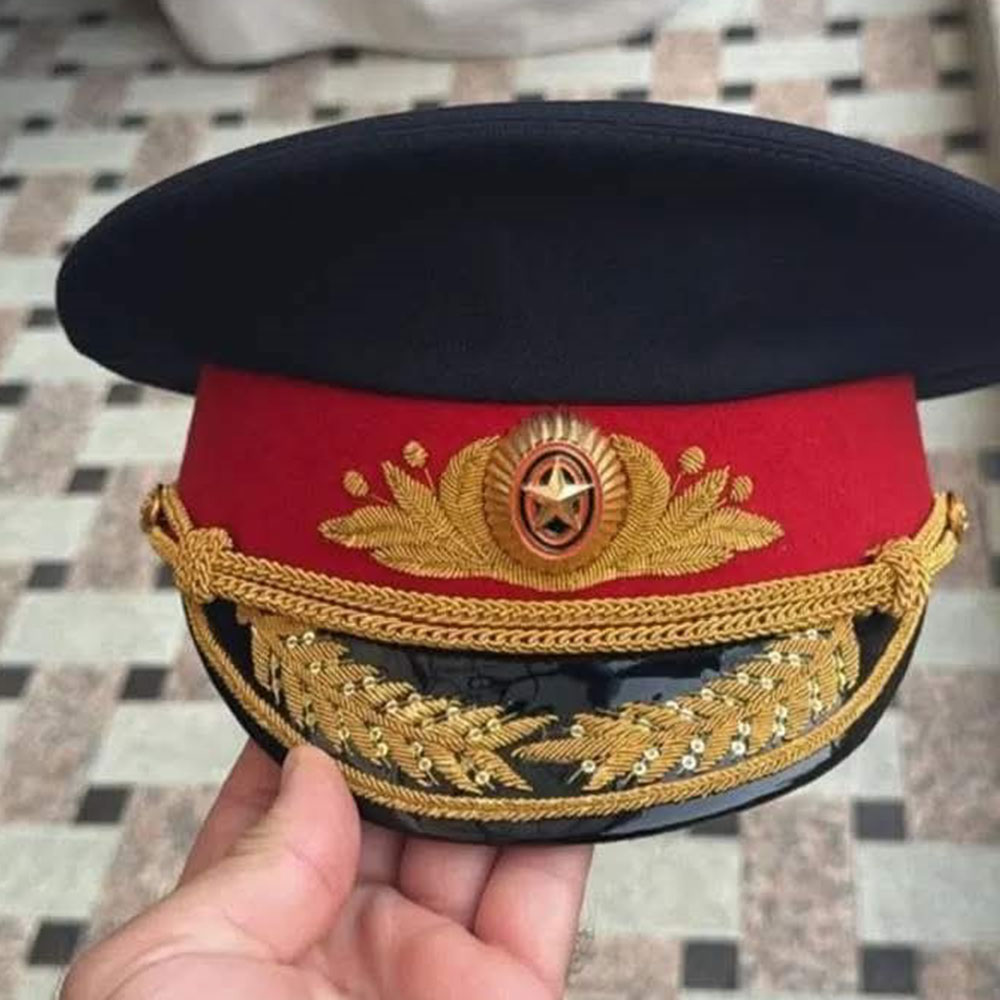 Red & Black Gold Embroidered Ceremonial Visor Cap